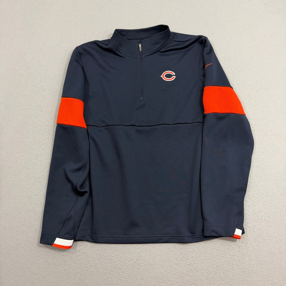 Nike Pullover Mens Medium Navy Chicago Bears On Field Quarter Zip AO3445-459